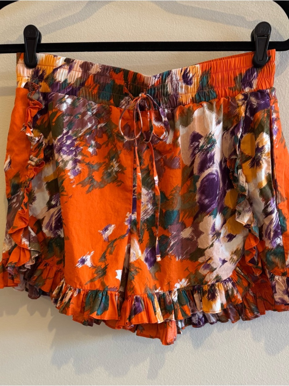 H&M Orange Floral Elastic-Waist Skirt